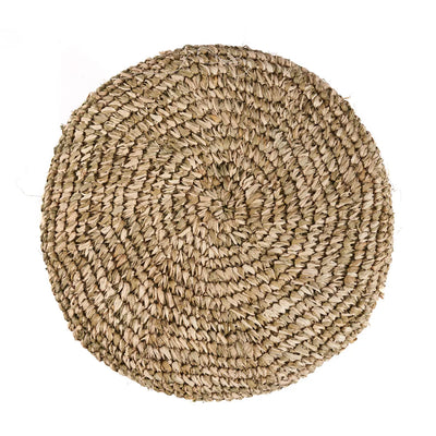 Bazar Bizar The Raffia Tressed Hocker – Jungle Grün – Raffia und Teakholz