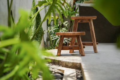Bazar Bizar The Shoji Hocker – Natur – Recyceltes Teakholz