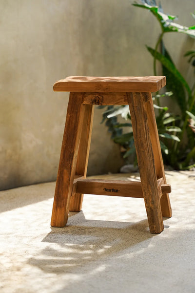 Bazar Bizar The Shoji Hocker – Natur – Recyceltes Teakholz