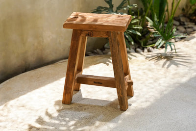 Bazar Bizar The Shoji Hocker – Natur – Recyceltes Teakholz