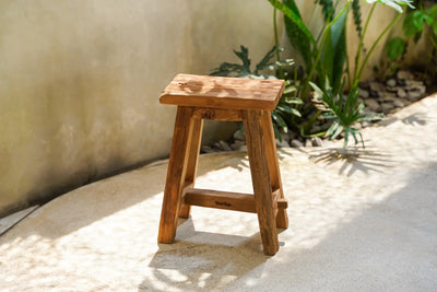 Bazar Bizar The Shoji Hocker – Natur – Recyceltes Teakholz
