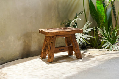 Bazar Bizar The Shoji Hocker – Natur – Recyceltes Teakholz