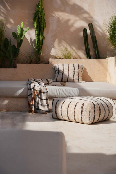 Bazar Bizar Oh My Gee Pouf – Bohemian Weiß – Weiche Baumwolle