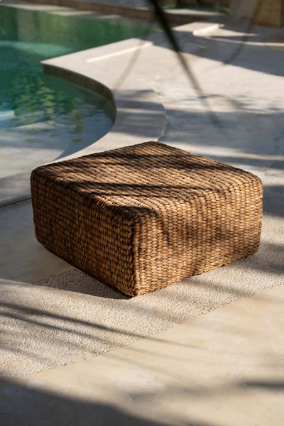 Bazar Bizar Hyacinth Pouf Square – Natural – Water Hyacinth