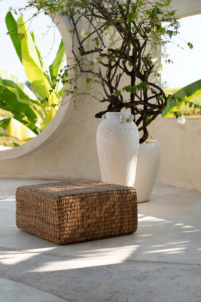 Bazar Bizar Hyacinth Pouf Square – Natural – Water Hyacinth
