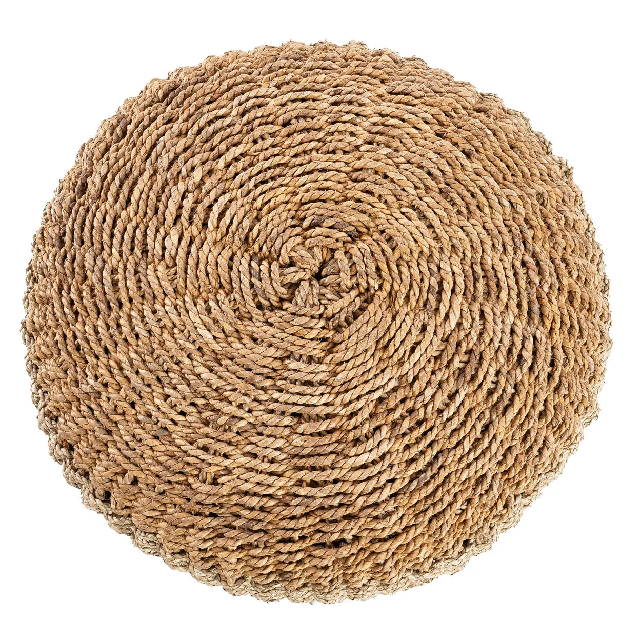 Bazar Bizar Macrame Pouf – Seegras – Natur/Weiß