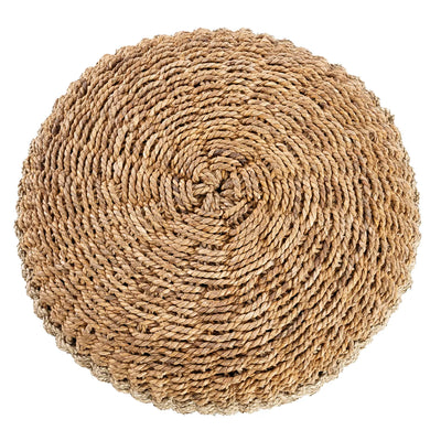 Bazar Bizar Macrame Pouf – Seegras – Natur/Weiß