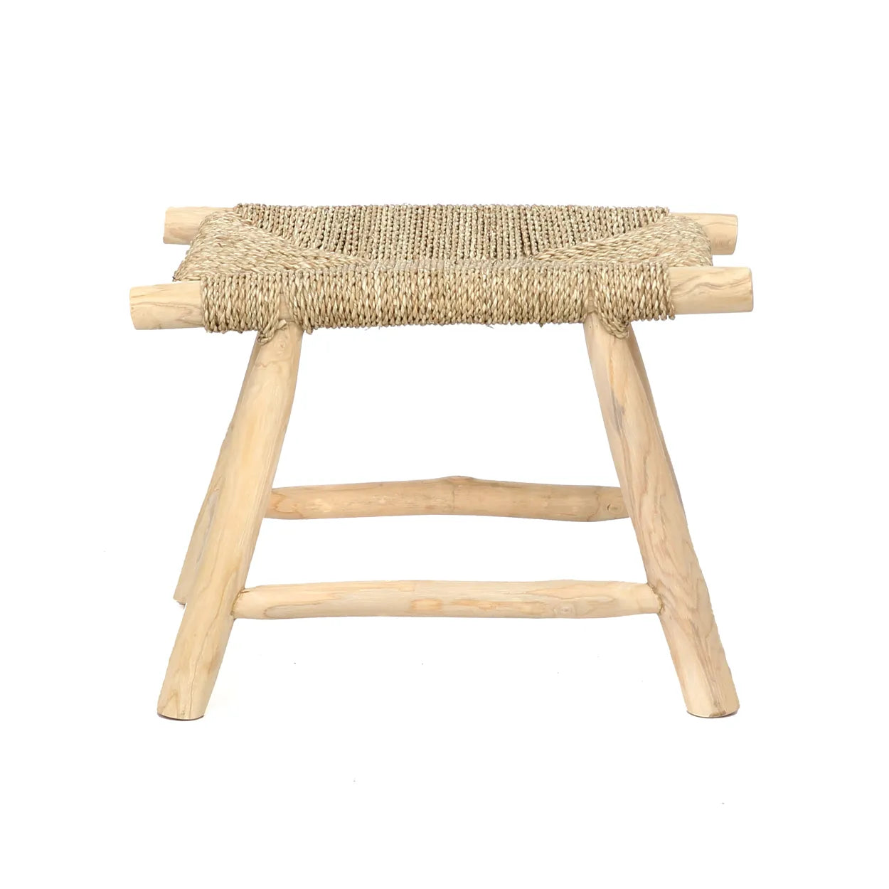 Bazar Bizar The Porto Seagrass Hocker – Natur – Seegras & Teakholz