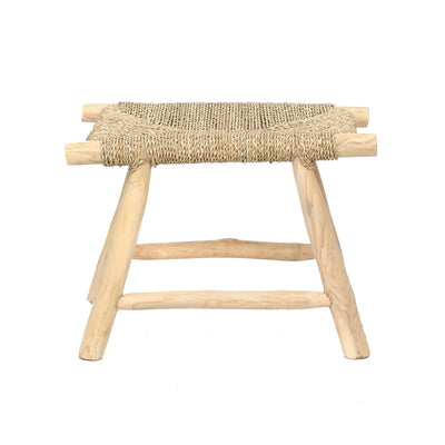 Bazar Bizar The Porto Seagrass Hocker – Natur – Seegras & Teakholz