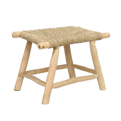 Bazar Bizar The Porto Seagrass Hocker – Natur – Seegras & Teakholz
