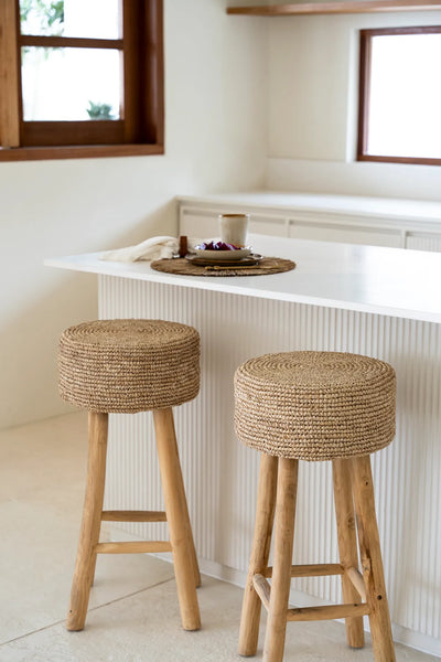 Bazar Bizar Der Raffia Barhocker – Natural