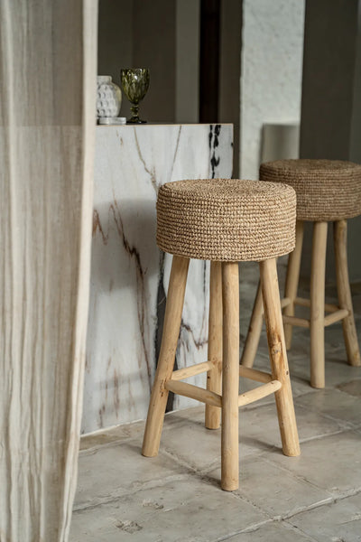 Bazar Bizar Der Raffia Barhocker – Natural