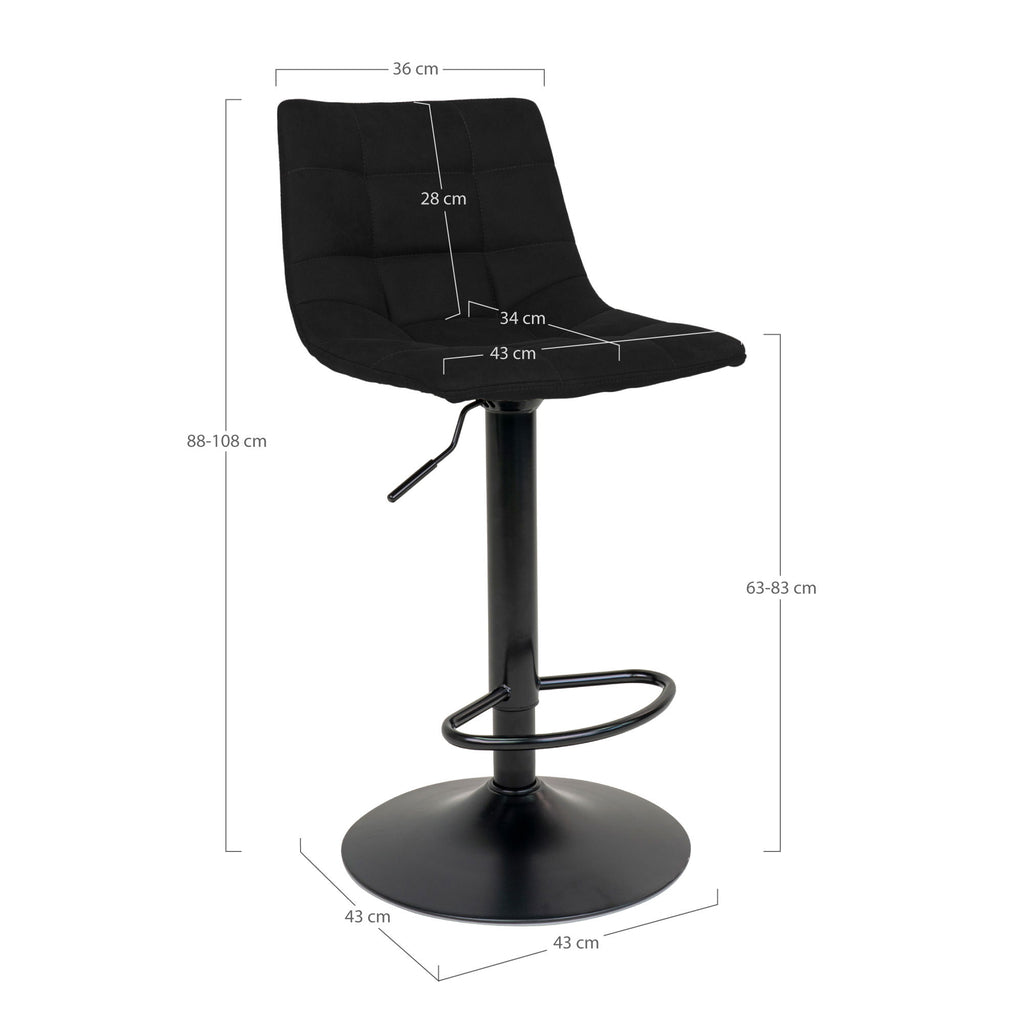 House Nordic Middelfart Bar Chair – Schwarzer Samt (2er Set)